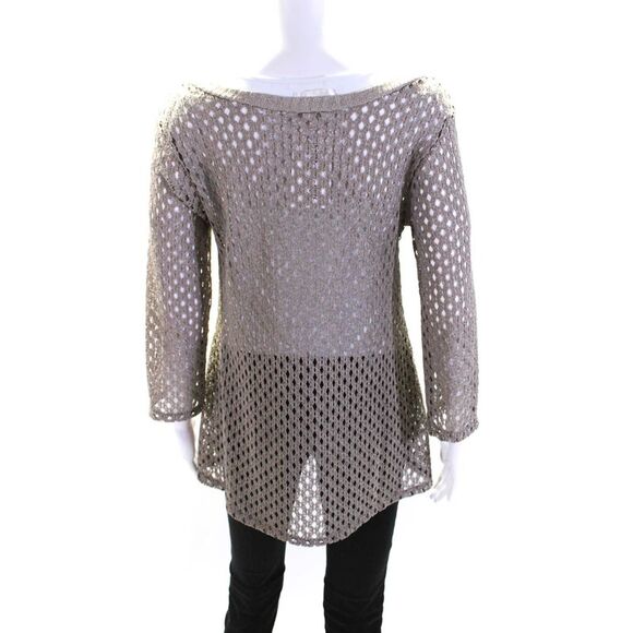 Alexis Womens Open Knit Boat Neck Pullover Sweater Gray Size Extra Small - Picture 3 of 5